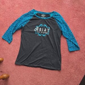 Ariat Charcoal and Teal Raglan Top
